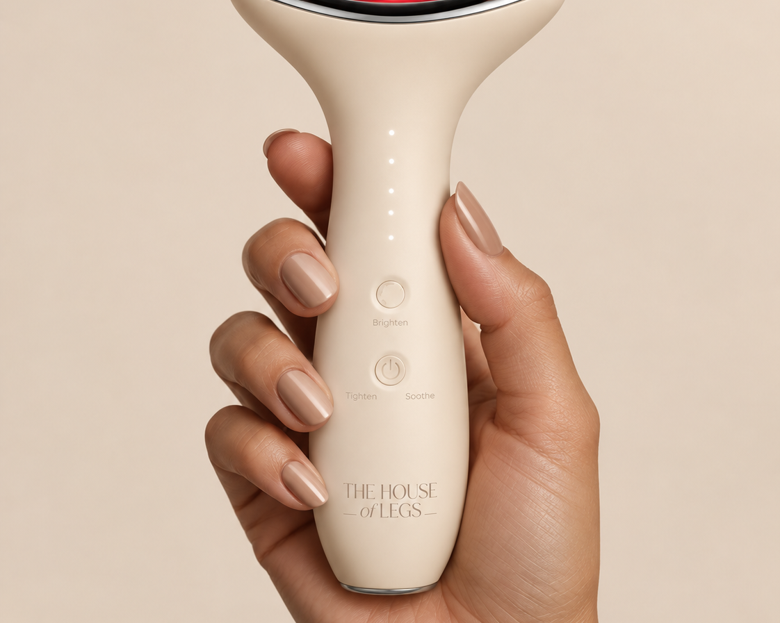 EMS & Light Therapy Device von The House of Legs in der Hand